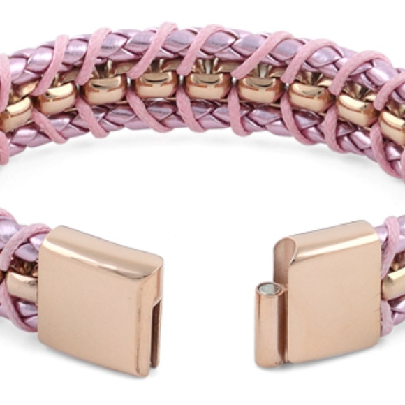 Rose Gold Plated Steel Chain Pink  Bracelet - Picture 5 of 5